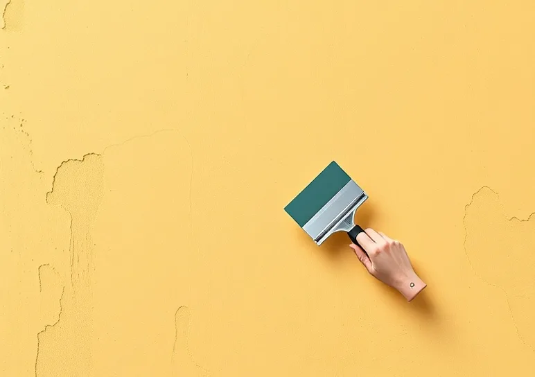 Application d'un enduit décoratif à la lisseuse sur un mur